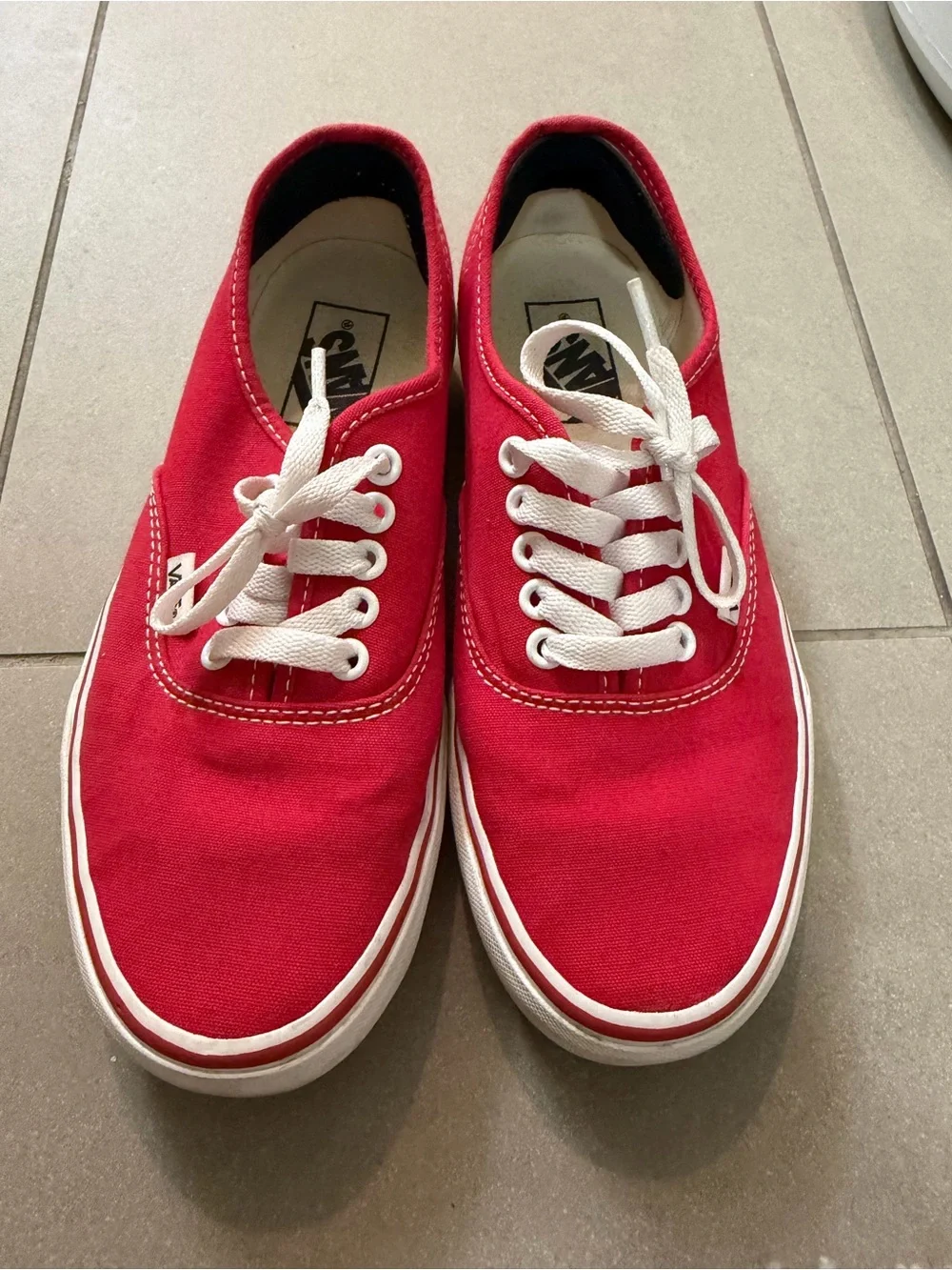 Vans Classic Low-Top Canvas Sneakers - Red with White Accents